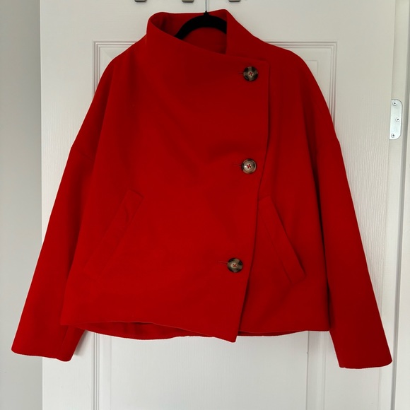Anthropologie | Sascha Asymmetrical Coat, Red - Size M - Picture 4 of 14